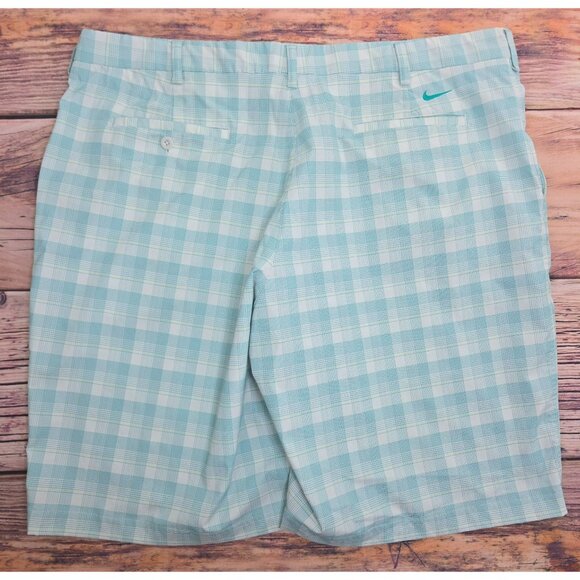 Nike Golf Mens Plaid Light Blue Checkered Shorts 42 Polyester/Spandex - Picture 2 of 7